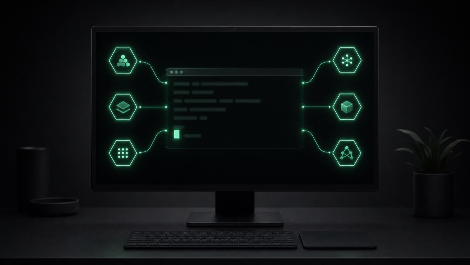 Терминал Codex с подключёнными модулями-скилами в виде шестигранников