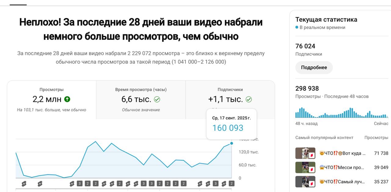 Мой YouTube: просмотры и приток